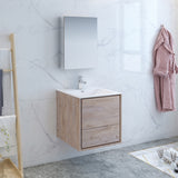 Fresca Catania 24" Rustic Natural Wood Wall Hung Modern Bathroom Vanity FVN9224RNW