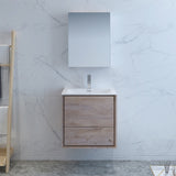 Fresca Catania 24" Rustic Natural Wood Wall Hung Modern Bathroom Vanity FVN9224RNW