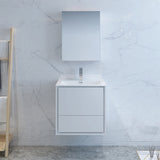 Fresca Catania 24" Glossy White Wall Hung Modern Bathroom Vanity FVN9224WH