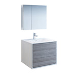 Fresca Catania 30" Glossy Ash Gray Wall Hung Modern Bathroom Vanity FVN9230HA
