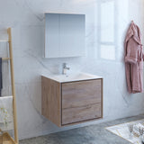 Fresca Catania 30" Rustic Natural Wood Wall Hung Modern Bathroom Vanity FVN9230RNW