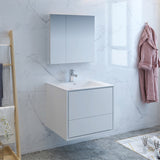 Fresca Catania 30" Glossy White Wall Hung Modern Bathroom Vanity FVN9230WH