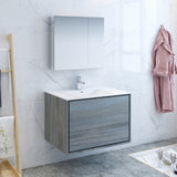 Fresca Catania 36" Ocean Gray Wall Hung Modern Bathroom Vanity FVN9236OG