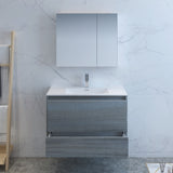 Fresca Catania 36" Ocean Gray Wall Hung Modern Bathroom Vanity FVN9236OG