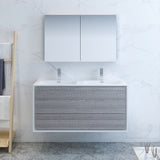 Fresca Catania 48" Glossy Ash Gray Wall Hung Double Modern Bathroom Vanity FVN9248HA-D
