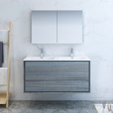 Fresca Catania 48" Ocean Gray Wall Hung Double Modern Bathroom Vanity FVN9248OG-D