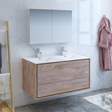 Fresca Catania 48" Rustic Natural Wood Wall Hung Double Modern Bathroom Vanity FVN9248RNW-D