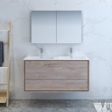 Fresca Catania 48" Rustic Natural Wood Wall Hung Double Modern Bathroom Vanity FVN9248RNW-D