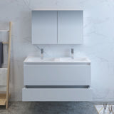 Fresca Catania 48" Glossy White Wall Hung Double Modern Bathroom Vanity FVN9248WH-D