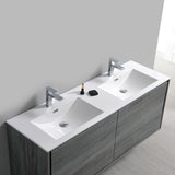 Fresca Catania 60" Rustic Natural Wood Wall Hung Double Sink Modern Bathroom Vanity FVN9260RNW-D
