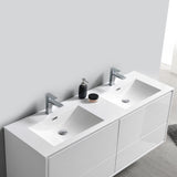 Fresca Catania 60" Glossy White Wall Hung Double Sink Modern Bathroom Vanity FVN9260WH-D