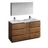 Fresca Lazzaro 60" Rosewood Free Standing Double Sink Modern Bathroom Vanity FVN93-241224RW-D