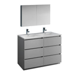 Fresca Lazzaro 48" Gray Free Standing Double Sink Modern Bathroom Vanity FVN93-2424GR-D