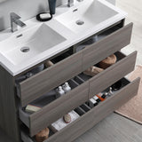 Fresca Lazzaro 48" Gray Wood Free Standing Double Sink Modern Bathroom Vanity FVN93-2424MGO-D