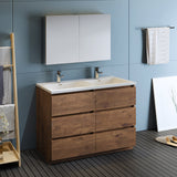 Fresca Lazzaro 48" Rosewood Free Standing Double Sink Modern Bathroom Vanity FVN93-2424RW-D