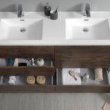 Fresca Lazzaro 60" Rosewood Free Standing Double Sink Modern Bathroom Vanity FVN93-3030RW-D
