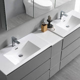 Fresca Lazzaro 84 inch Gray Free Standing Double Sink Modern Bathroom Vanity FVN93-361236GR-D