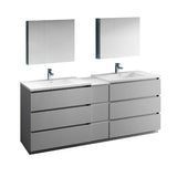 Fresca Lazzaro 84 inch Gray Free Standing Double Sink Modern Bathroom Vanity FVN93-361236GR-D