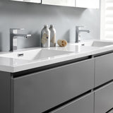 Fresca Lazzaro 72" Gray Free Standing Double Sink Modern Bathroom Vanity FVN93-3636GR-D