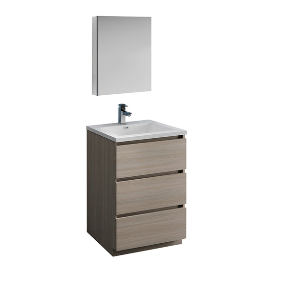 Fresca Lazzaro 24" Gray Wood Free Standing Modern Bathroom Vanity FVN9324MGO