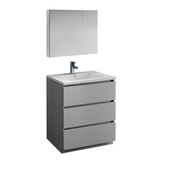 Fresca Lazzaro 30" Gray Free Standing Modern Bathroom Vanity FVN9330GR