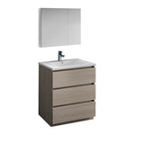 Fresca Lazzaro 30" Gray Wood Free Standing Modern Bathroom Vanity FVN9330MGO