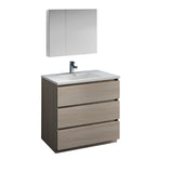 Fresca Lazzaro 36" Gray Wood Free Standing Modern Bathroom Vanity FVN9336MGO