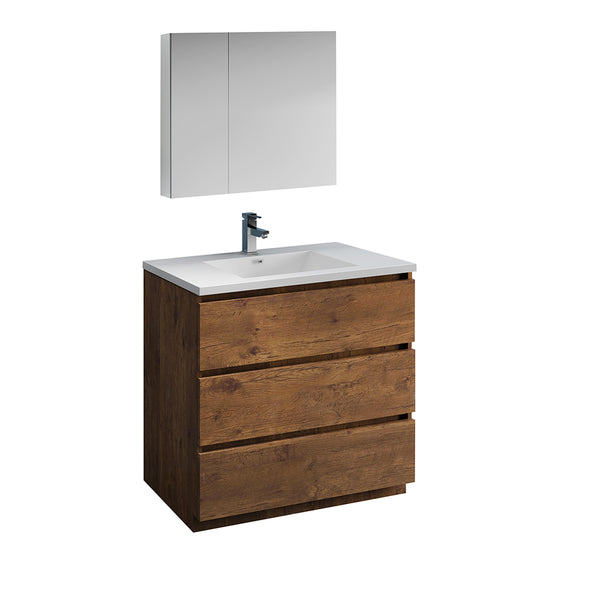 Fresca Lazzaro 36" Rosewood Free Standing Modern Bathroom Vanity FVN9336RW