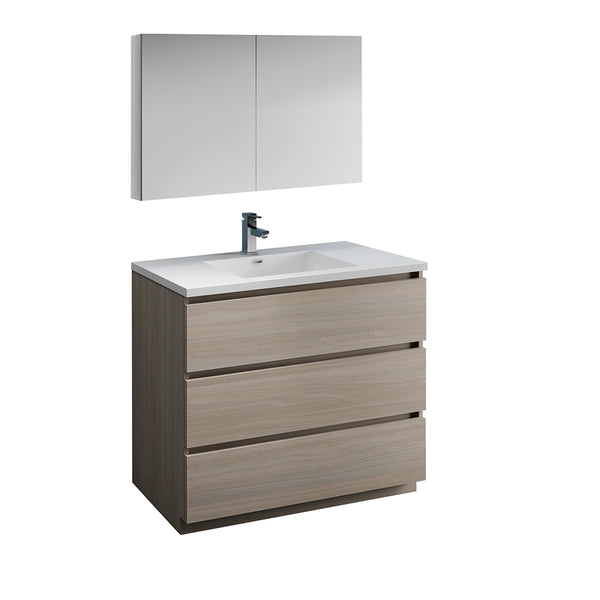 Fresca Lazzaro 42" Gray Wood Free Standing Modern Bathroom Vanity FVN9342MGO