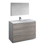 Fresca Lazzaro 48" Glossy Ash Gray Free Standing Modern Bathroom Vanity FVN9348HA