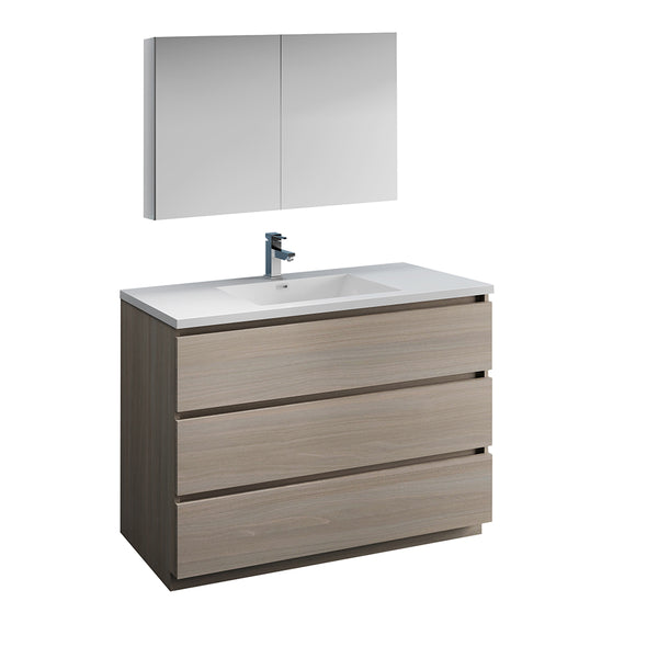Fresca Lazzaro 48" Gray Wood Free Standing Modern Bathroom Vanity FVN9348MGO