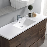 Fresca Lazzaro 60" Rosewood Free Standing Single Sink Modern Bathroom Vanity FVN9360RW-S