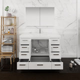 Fresca Imperia 48" Glossy White Free Standing Modern Bathroom Vanity FVN9448WH