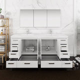 Fresca Imperia 72 inch Glossy White Free Standing Double Sink Modern Bathroom Vanity FVN9472WH