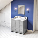 Jeffrey Alexander Addington Contemporary 36" Grey Single Sink Vanity w/ Quartz Top- Left Offset | VKITADD36GRCQR