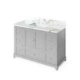 Jeffrey Alexander Addington Contemporary 48" Grey Single Sink Vanity w/ Calacatta Vienna Quartz Top | VKITADD48GRCQR