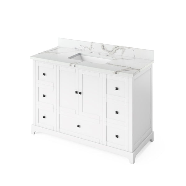 Jeffrey Alexander Addington Contemporary 48" White Single Sink Vanity w/ Calacatta Vienna Quartz Top | VKITADD48WHCQR