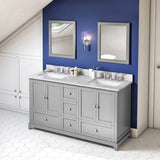 Jeffrey Alexander Addington Contemporary 60" Grey Double Sink Vanity VKITADD60GRWCR