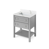 Jeffrey Alexander Adler Transitional 30" Grey Single Sink Vanity w/ Calacatta Vienna Quartz Top | VKITADL30GRCQR