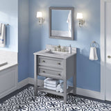 Jeffrey Alexander Adler Transitional 30" Grey Single Sink Vanity w/ Calacatta Vienna Quartz Top | VKITADL30GRCQR