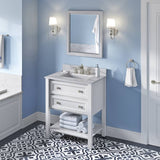 Jeffrey Alexander Adler Transitional 30" White Single Sink Vanity w/ Calacatta Vienna Quartz Top | VKITADL30WHCQR