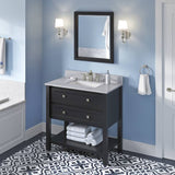 Jeffrey Alexander Adler Transitional 36" Black Single Sink Vanity w/ Carrara Marble Top | VKITADL36BKWCR