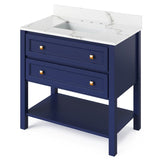 Jeffrey Alexander Adler Transitional 36" Hale Blue Single Sink Vanity w/ Quartz Top | VKITADL36BLCQR