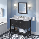 Jeffrey Alexander Adler Transitional 48" Black Single Sink Vanity w/ Quartz Top | VKITADL48BKCQR