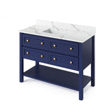 Jeffrey Alexander Adler Transitional 48" Hale Blue Single Sink Vanity w/ Quartz Top | VKITADL48BLCQR