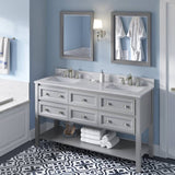 Jeffrey Alexander Adler Transitional 60" Grey Double Sink Vanity w/ Carrara Marble Top | VKITADL60GRWCR