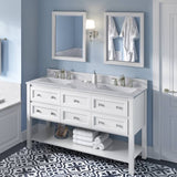 Jeffrey Alexander Adler Transitional 60" White Double Sink Vanity w/ Calacatta Vienna Quartz Top | VKITADL60WHCQR