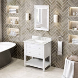 Jeffrey Alexander Astoria Transitional 30" White Single Sink Vanity w/ Quartz Top | VKITAST30WHCQR