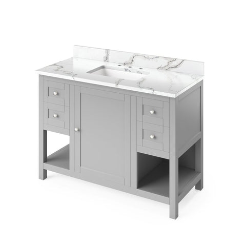 Jeffrey Alexander Astoria Transitional 48" Grey Single Sink Vanity w/ Calacatta Vienna Quartz Top | VKITAST48GRCQR