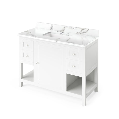 Jeffrey Alexander Astoria Transitional 48" White Single Sink Vanity w/ Calacatta Vienna Quartz Top | VKITAST48WHCQR